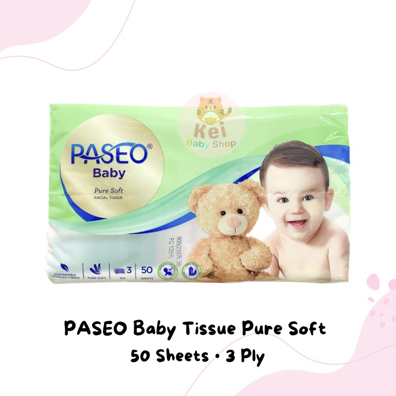 Paseo Baby Tissue Bayi Pure Soft 50 Sheets Travel Pack/ Tisu Bayi Paseo