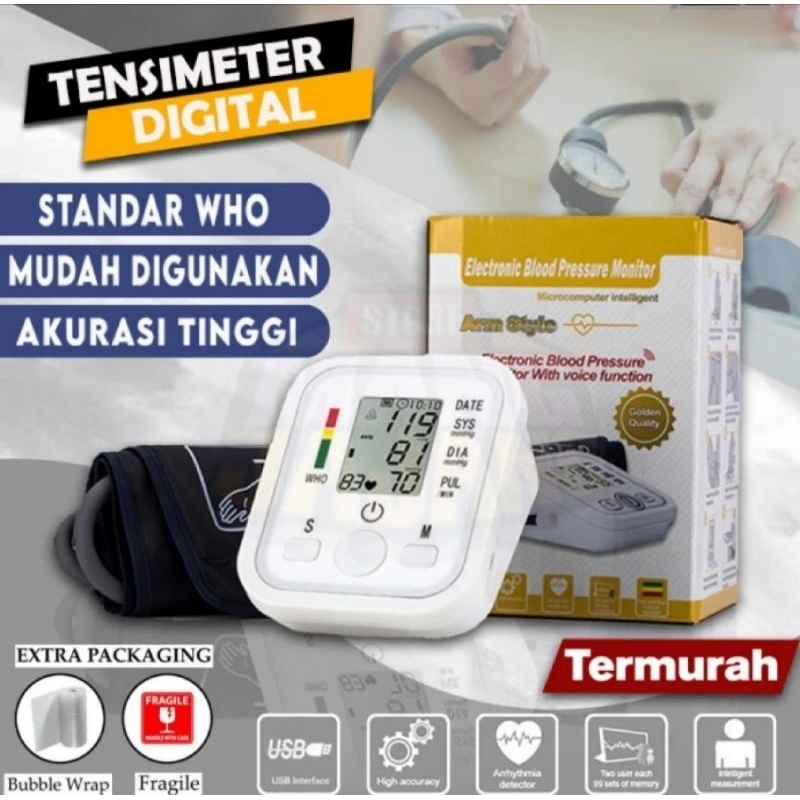 Alat Pengukur Tekanan Darah Blood Pressure Tensimeter Otomatis Dengan Suara Setara kualitas Omron