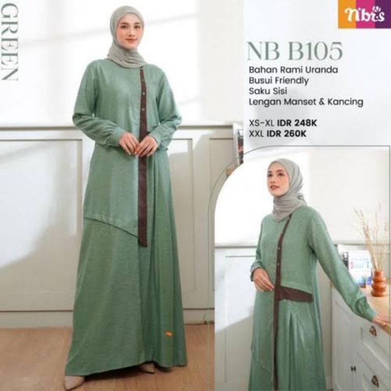 NB B105 GREEN XL BAJU NIBRAS GAMIS NIBRAS PEMUPUKAN PROMO