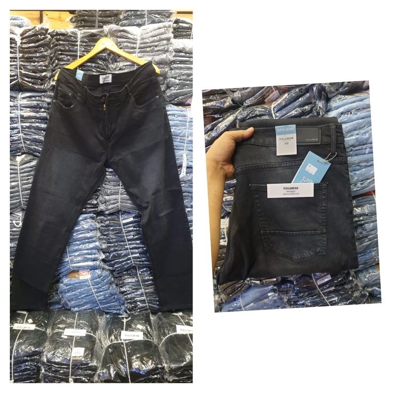 Celana Jumbo Pria , Celana big size pria bahan soft jeans Stretch (melar)