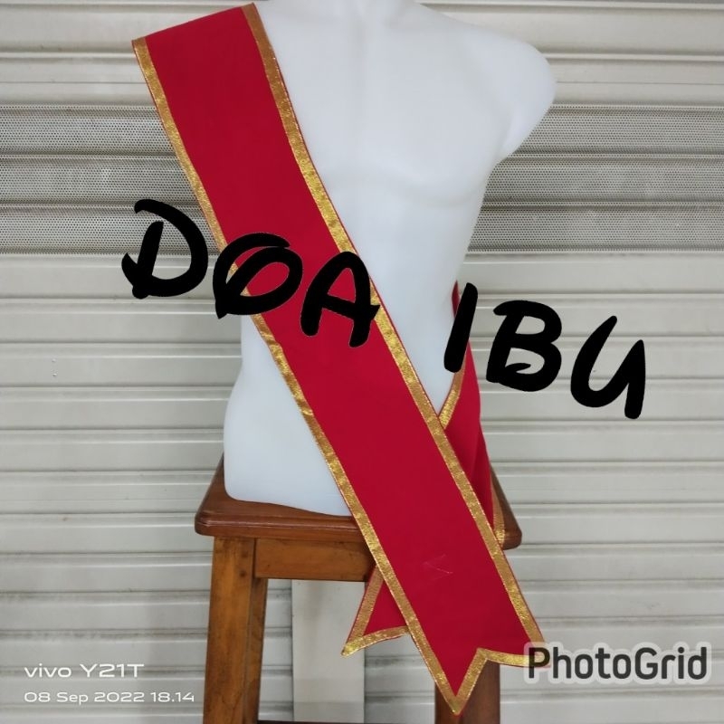

best seller slempang wisuda slempang bludru polos warna merah