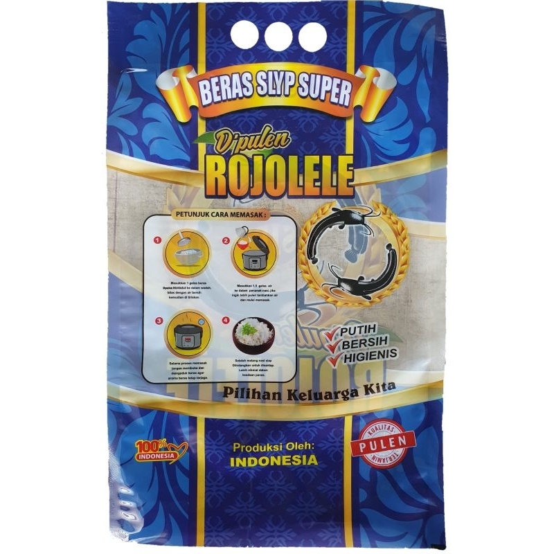 50 pcs Plastik Kemasan Laminating Beras Rojolele ukuran 2,5kg-3kg