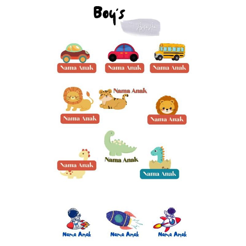 

sticker karakter nama anak