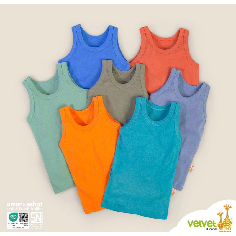 Velvet Junior Singlet 3pcs - Kaos Dalam Anak/Velvet Junior singlet bayi/Singlet bayi