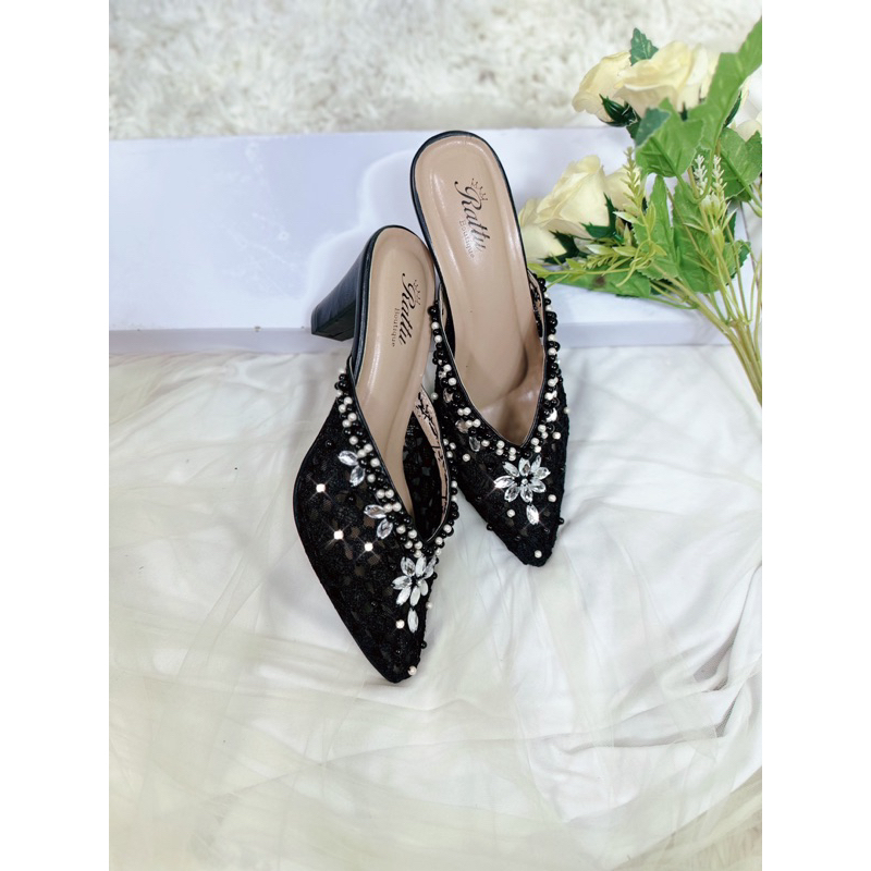 Termurah!!!! COD Heels 7cm Brukat mewah White Marwah / wedding shoes white / sepatu pengantin putih / sepatu seserahan / sepatu wisuda /sepatu tunangan