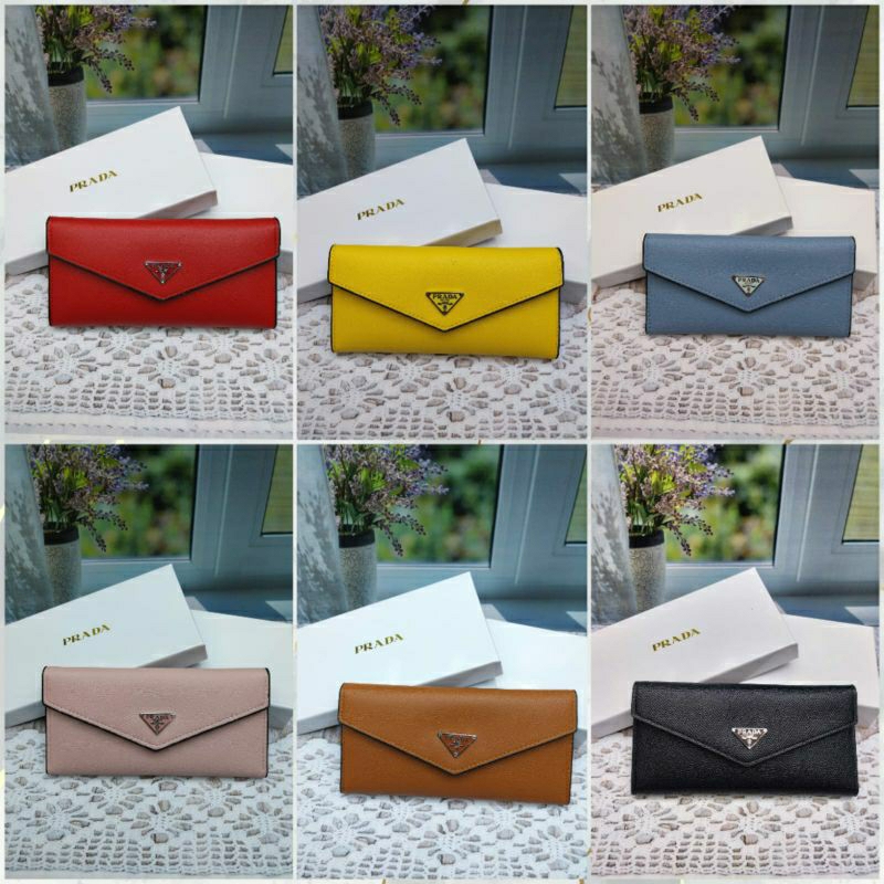 New Dompet Long Wallet Prad V Milano Freee Box