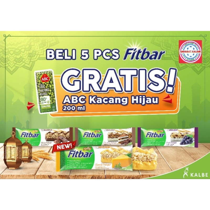 FITBAR BELI 5 PCS GRATIS 1 ABC SARI KACANG HIJAU 200ML