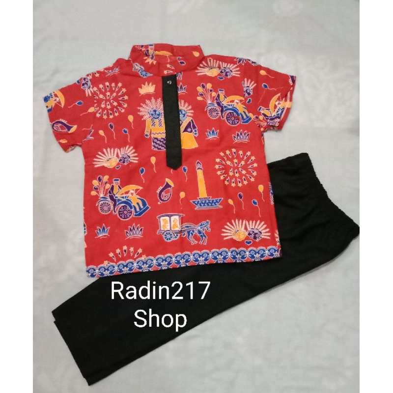 Baju koko anak laki laki motif ondel-ondel