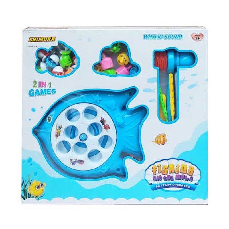 Mainan Anak 2 in 1 Fishing Games Hit The Mole Pancing Ikan 708