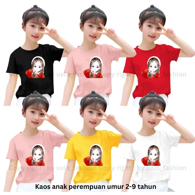 BAJU KAOS MURAH ANAK PEREMPUAN LENGAN PENDEK MOTIF KRAKTER KARTUN USIA 2-9TAHUN UXLO FASHION