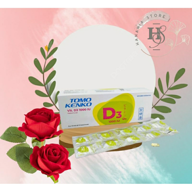 (Kemasan Strip) TOMO KENKO VITAMIN D3 1000IU Vit.D3 1000 IU Vit. Tulang Otot Rambut Tomo Kenko Origi