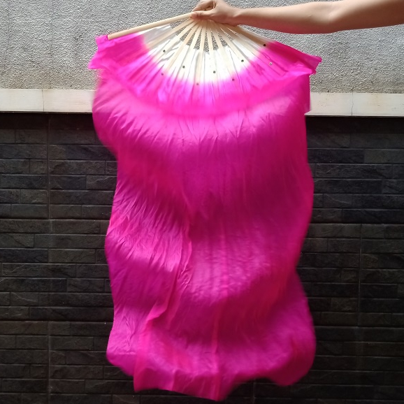 Kipas Tangan Anak Bambu Sutra Cina Panjang 120 cm Aksesoris Nari Alat Tari Props Tamborine Gereja Belly Dance Tamborin