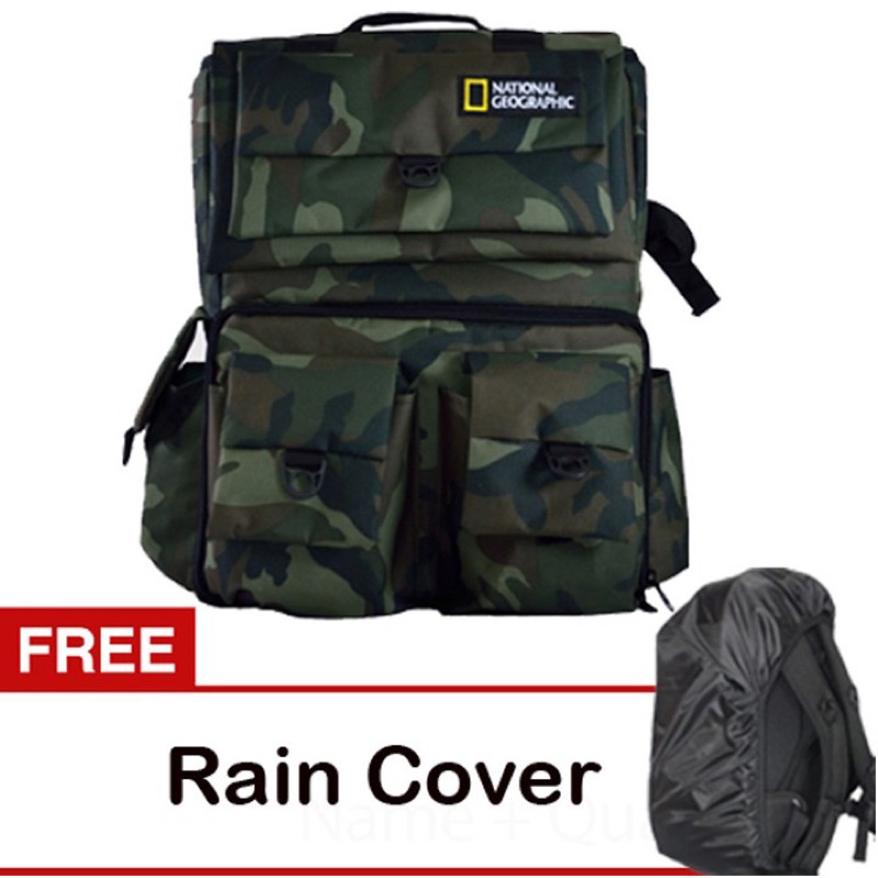 Tas Kamera Ransel Camera Bag 2 Kamera DSLR 4 Lensa Tas Laptop Motif Army