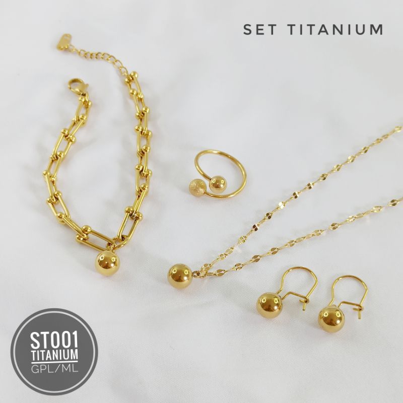 Set perhiasan Titanium bola gold ST001