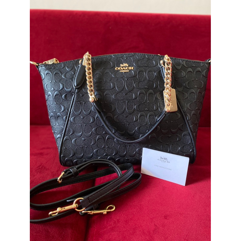 Coach Black Small Kelsey Signature Embossed Leather #coach #bag #kelsey