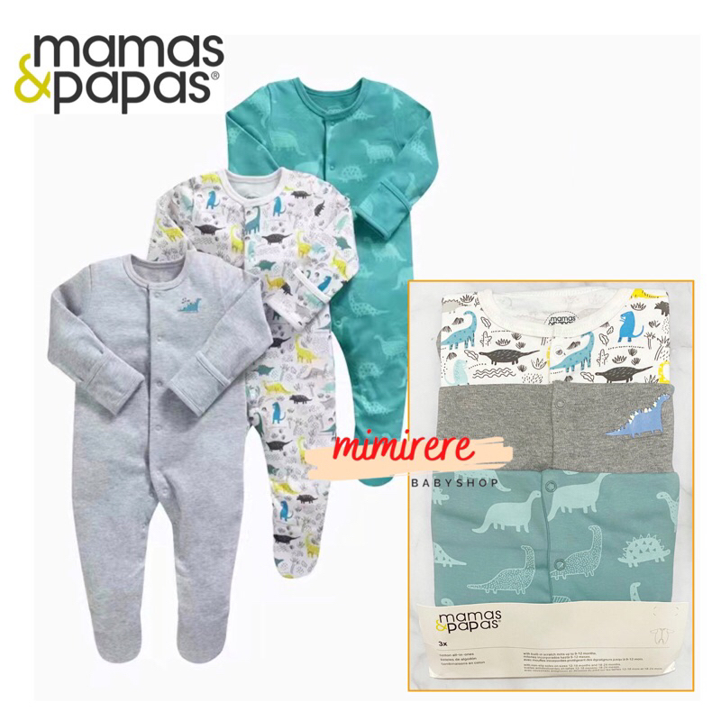 Baju Tidur Sleepsuit Bayi 3 in 1 Mamas Papas Boy Laki Cowok