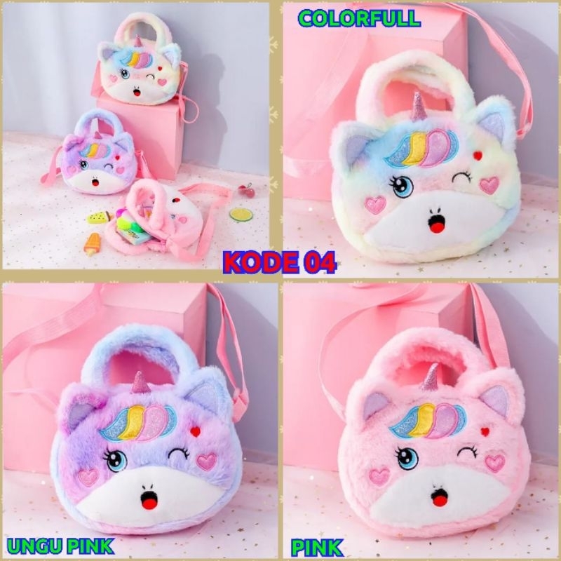 tas fashion bulu unicorn kuda pony selempang/01 hangbags &amp; selempang resleting UK 21 x 15cm import tas anak perempuan