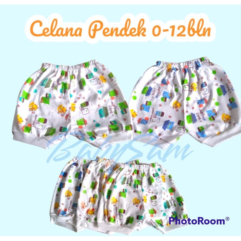 Celana Pendek Bayi Unisex 0-6Bln Motif || Celana Pendek Motif Katun Premium
