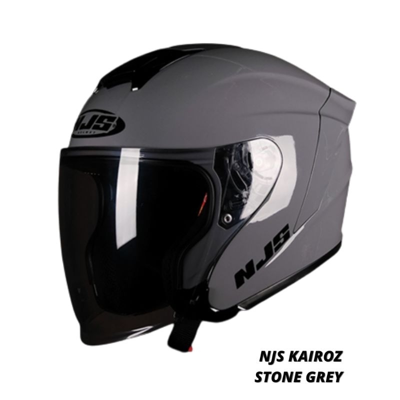 NJS Kairoz Grey Glossy Solid | Helm Half Face Abu Original
