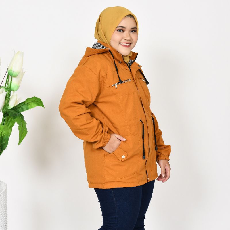 Jaket Parka Wanita Jumbo Korean Style Bolak balik Terbaru Size M L XL XXL 3XL 4XL