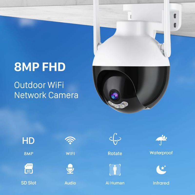 NEW IP CAM V380PRO 8.0MP WIFI CAMERA CCTV OUTDOOR FULL HD 1080P COLOR NIGHT VISIONT