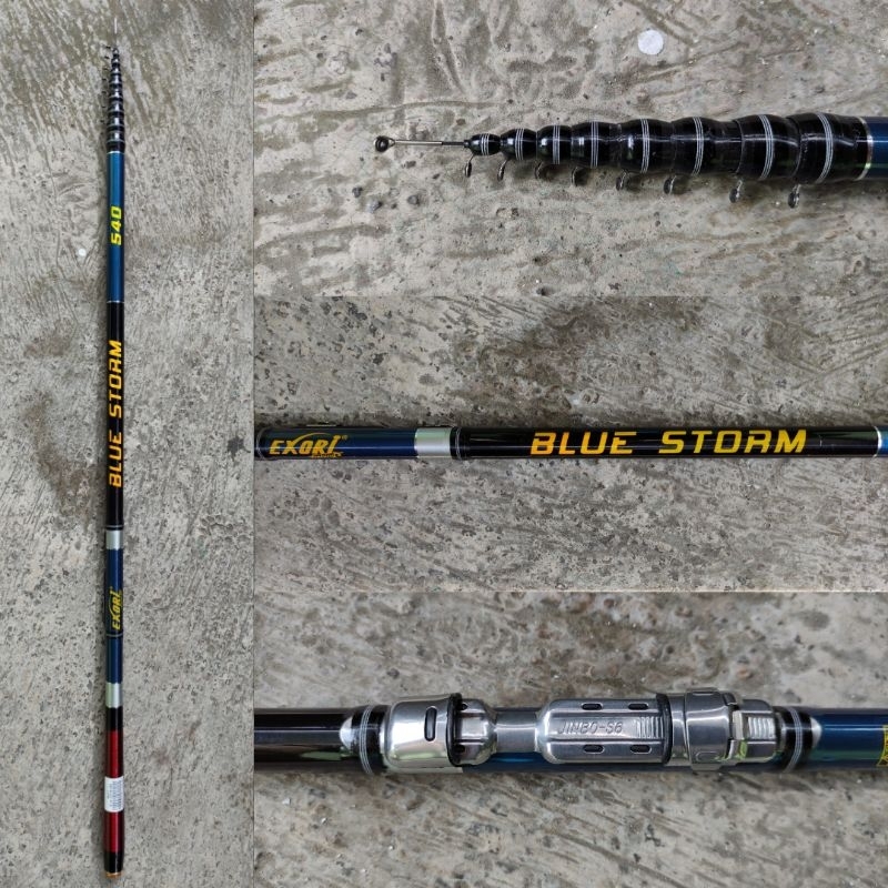 Joran Tegek Exori Blue Storm 360 450 540 Kolong Siap Pakai