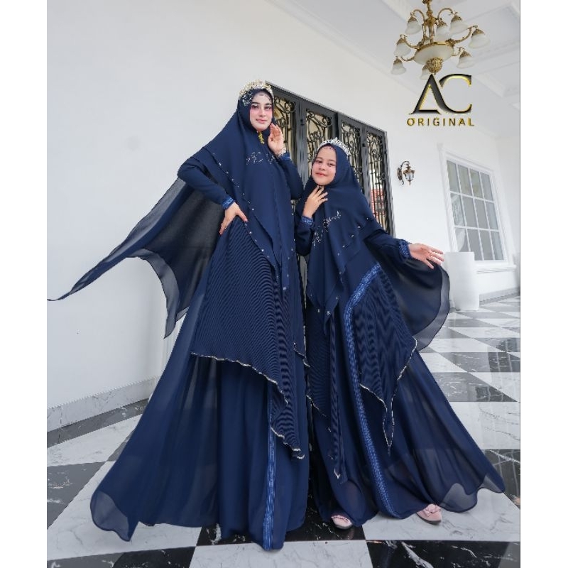 GAMIS SYARI COUPLE AIDA KOMBINASI PLISKET BY AC ORGINAL