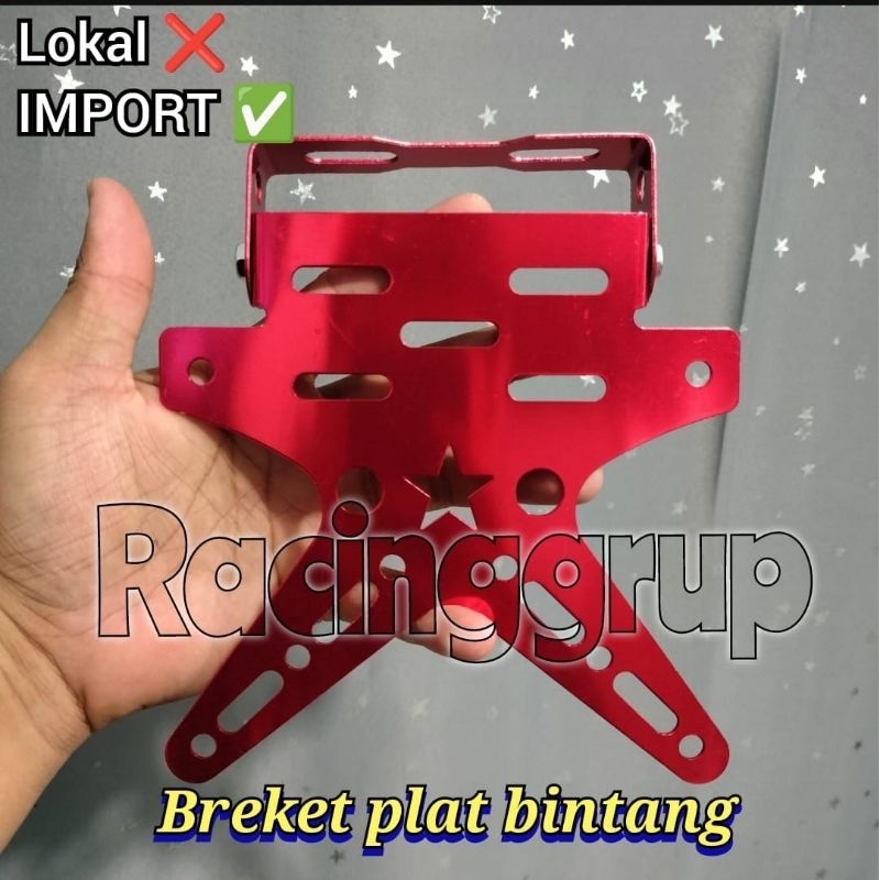 BREKET PLAT BINTANG/DUDUKAN PLAT NOMOR POLISI MODEL BINTANG UNIVERSAL IMPORT