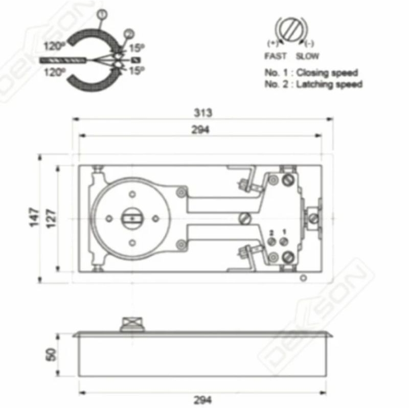 Floor Hinge / Engsel Tanam Dekkson FH DKS 211 Komplit Set Original Garansi