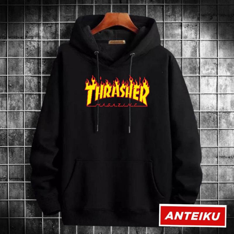 [Hot Sale] Sweater Hoodie Distro Thrasher Magazine Fleece Pria Wanita M-XXL