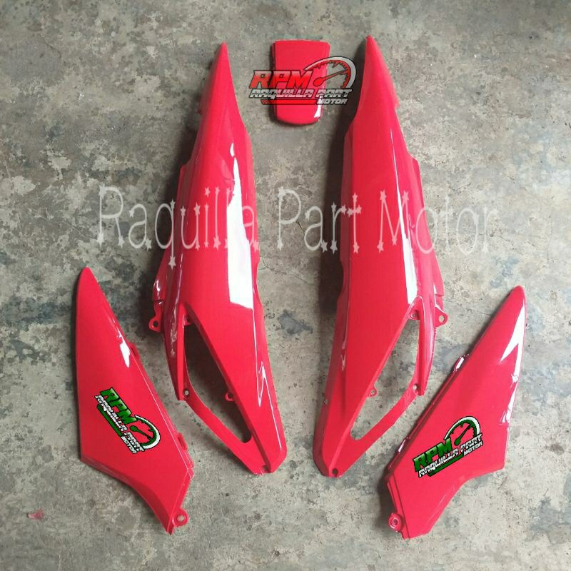 Cover Body Belakang Set Tutup Bodi Bok Aki Tutup Honda Supra X 125 New Batman Merah Bodi Belakang Ka