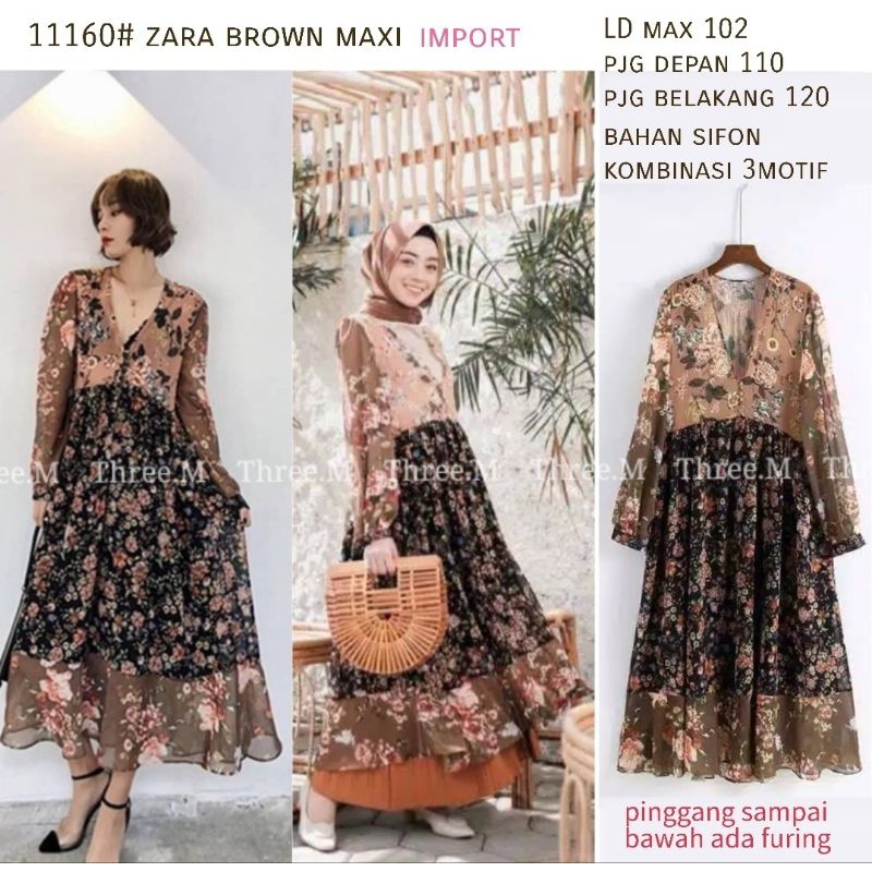 11160 Baju maxidress longdress Maxi dress pesta dres Korea Korean style motif bunga flower floral vn