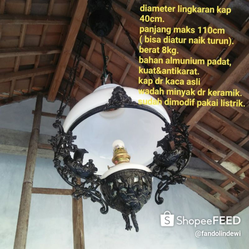 PROMO PROMO LAMPU GANTUNG FANDOLIN ANTIK DIAMETER 40 GRATIS PACKING KAYU