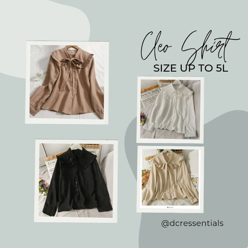 CLEO SHIRT | BLOUSE JUMBO | KEMEJA KOREA BIGSIZE | ATASAN BIGSIZE | LD 140 130 120  110 104 98 92 | 