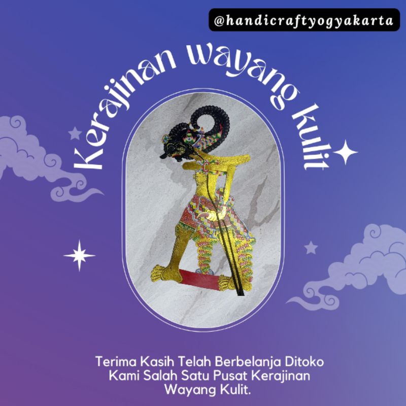 wayang kulit asli Bima/Werkudara/Werkudoro tinggi wayang-+65