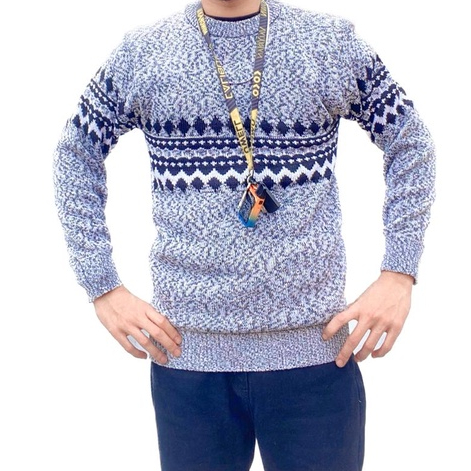 SWEATER RAJUT PRIA  MICHAEL TRIBAL TWOTONE BAHAN TEBAL