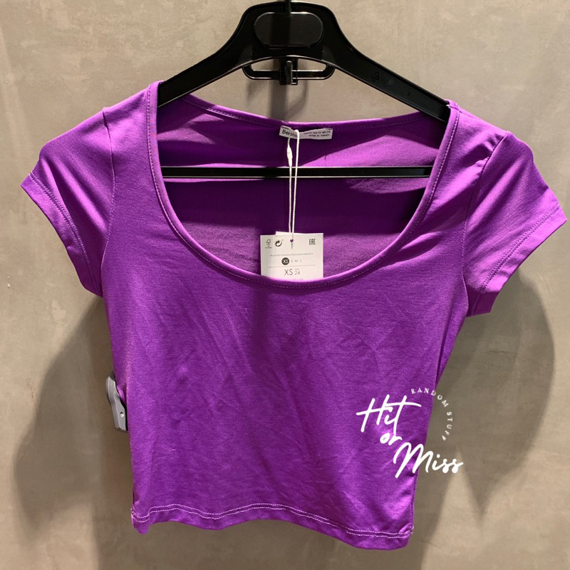 SALE Ori Branded Bershka Atasan / Crop top - Ungu Polos (NEW)