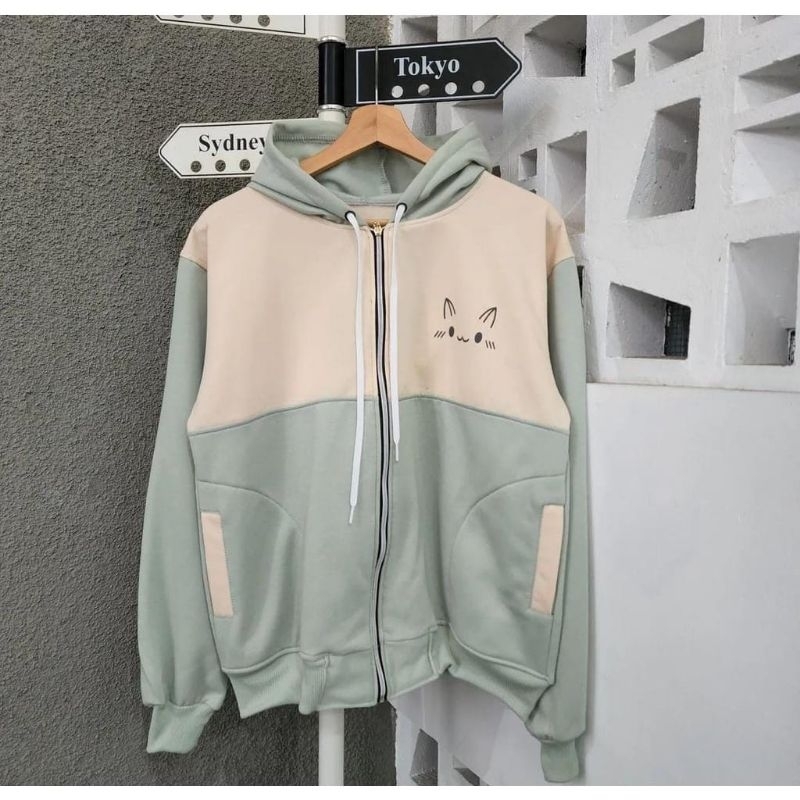 Ziper Cat Sweater Hoodie Jumper