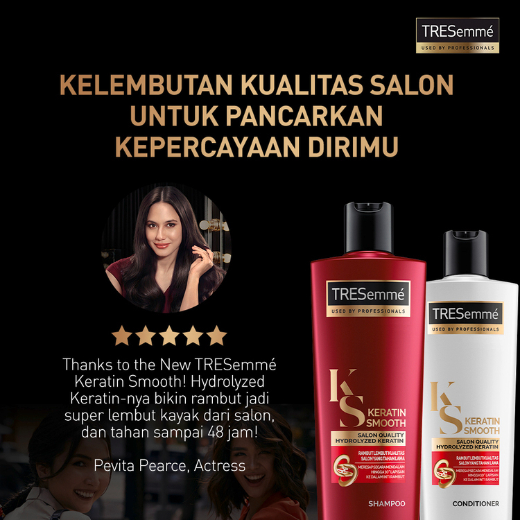 TRESEMME SHAMPOO KERATIN SMOOTH Rambut Lembut 48 Jam* with Hydrolyzed Keratin 670ML x2