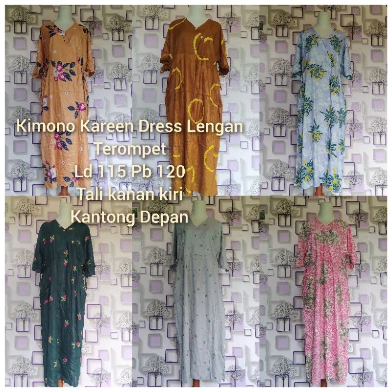 Daster Dress Kimono Lengan Terompet Panjang Semata Kaki