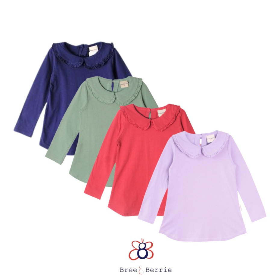 Bree & Berrie - Tunik Tshirt Atasan Anak Perempuan Lengan Panjang Peterpan Collar bahan Kaos Katun -