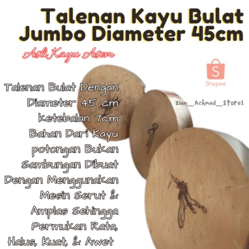 Talenan Kayu Asem Jumbo diameter 45cm - Talenan Jagal - Talenan Murah - Talenan