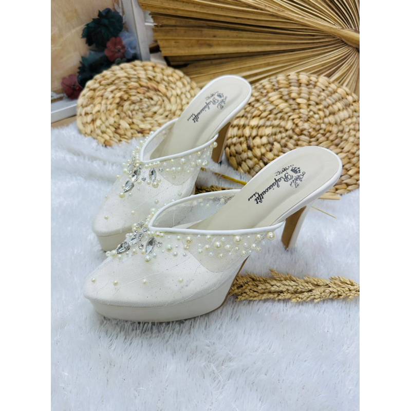 sepatu wedding yohanda wanita broken white 9cm