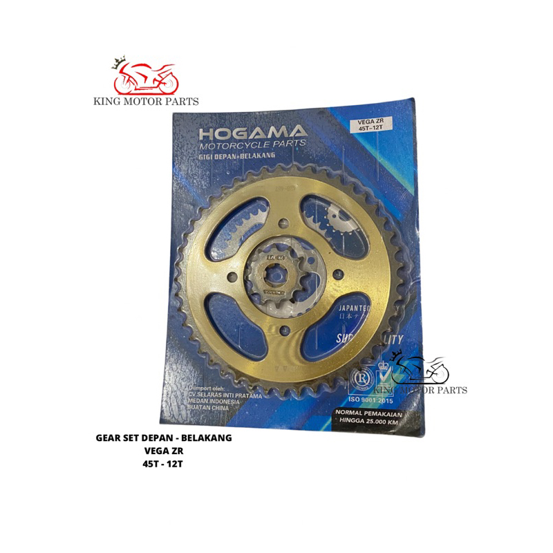 YAMAHA VEGA ZR (12T-45T) GEAR SET/GIR/GIGI TARIK DEPAN & BELAKANG
