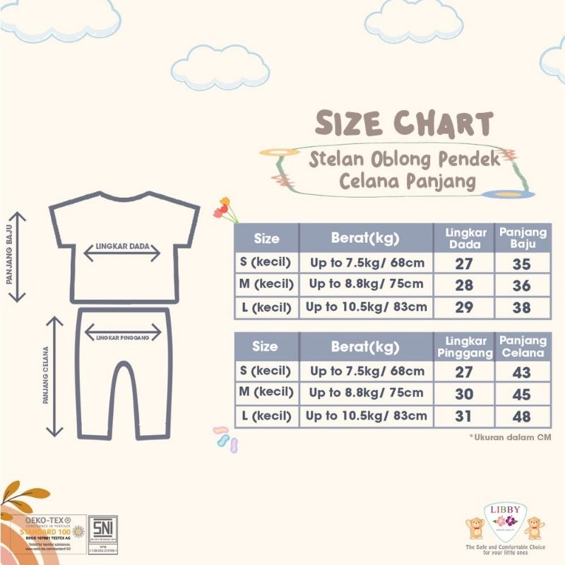 LIBBY - SETELAN PENDEK CELANA PANJANG LIBBY - SETELAN BAJU PENDEK CELANA PANJANG LIBBY - SET BAJU ANAK