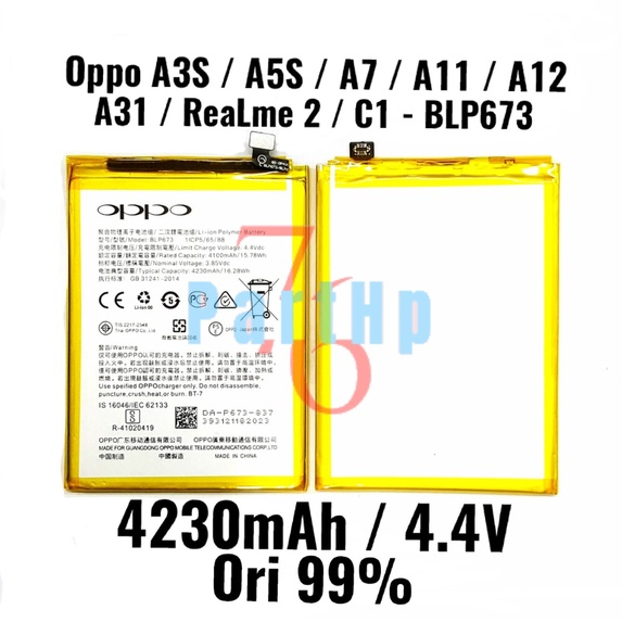 Baterai Ori 99% iC BLP673 Oppo A3S - A5S - A7 - A11 - A12 A31 Realme