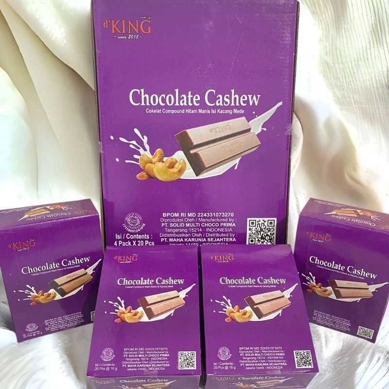 

COKLAT CASHEW DKING ISI 80PCS ( 4 BOX ) COKLAT MUSDALIFAH CHOCOLATE CASHEW D KING BISCO Coklat Isi Kacang Mede Mete