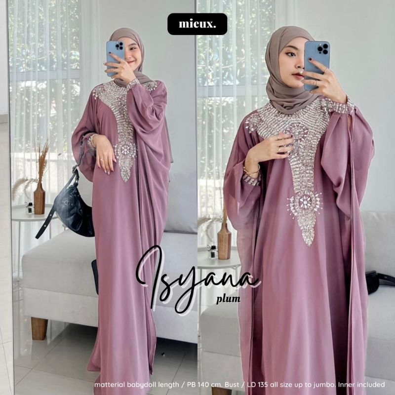 Isyana Kaftan Jumbo payet Kaftan Lebaran Fashion Muslim original produk by mieux
