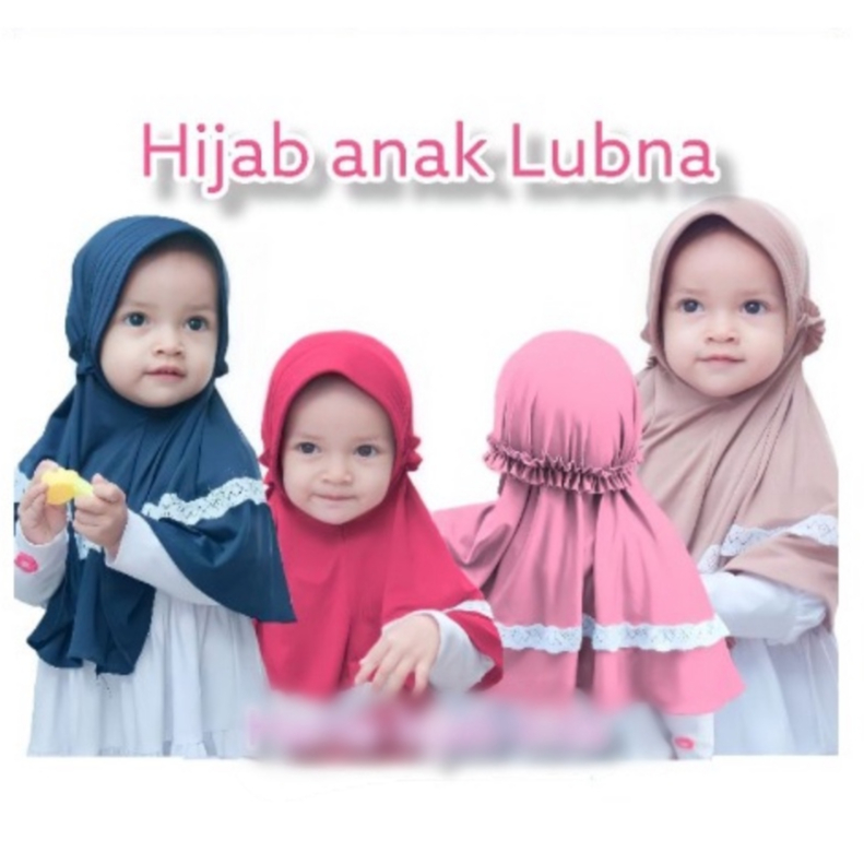 Bergo Anak Pet Renda Jilbab Anak Lubna Usia 1- 3 Tahun Kerudung Hijab Anak Bayi Bahan Jersey Balon Lembut Adem Nyaman Dipakai