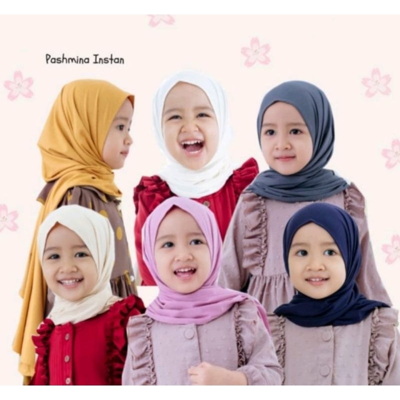 pashmina instan anak 2-10 thn hijab instan pastan kerudung pashmina untuk anak